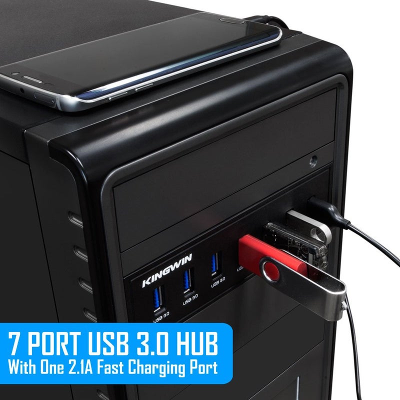 Kingwin Front Panel USB 3.0 Hub 7 Port & One Fast Charging USB 2.1A Charging Port - Image 5